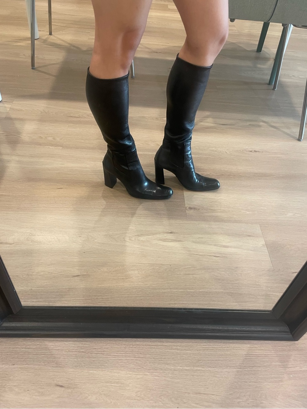 Vintage Prada Black Knee-High Heeled Boots